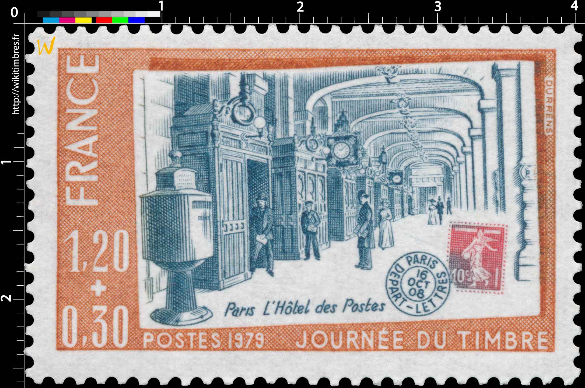 1979 JOURNÉE DU TIMBRE Paris l'Hôtel des Postes 16 OCT. 08 PARIS DÉPART - LETTRE