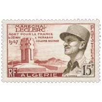 Algérie - Maréchal Leclerc mort pour le France le 28 Nov 1947 à Menabah Colomb-Bechar