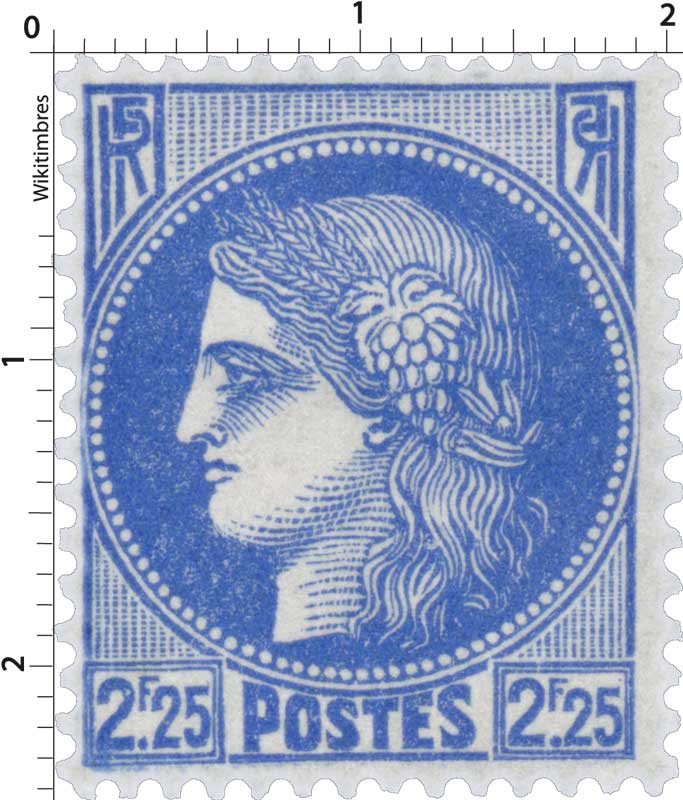FRANCE TIMBRE-POSTE N°60A au type Cérès 25 c. bleu avec variété imp